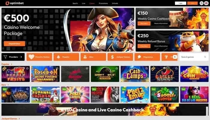 Optimbet Casino website screenshot
