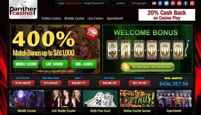 Panther Casino website screenshot