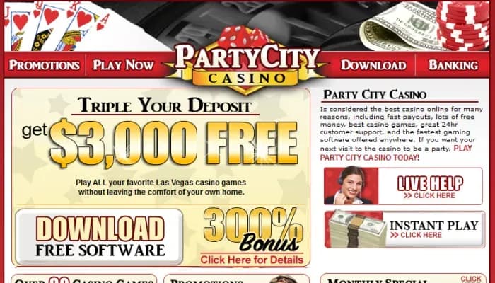 Party City Casino website screenshot