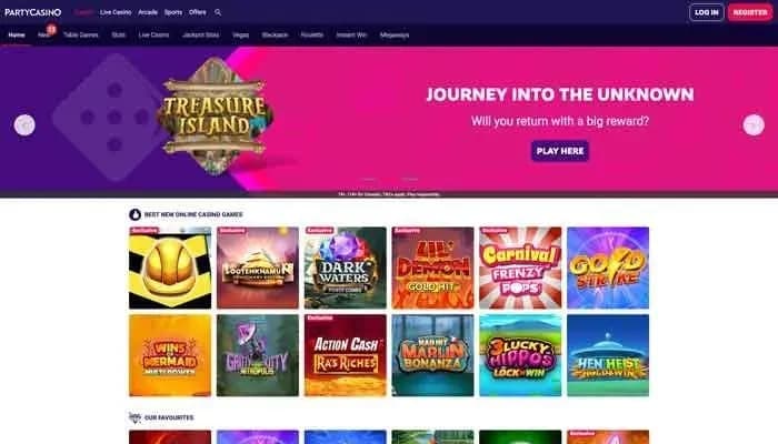 PartyCasino website screenshot
