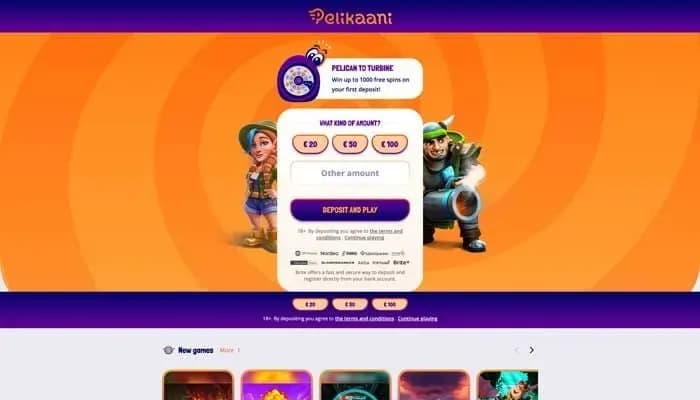 Pelikaani Casino website screenshot