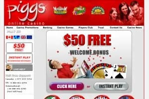 Piggs Online Casino website screenshot