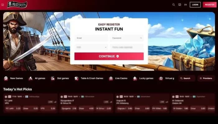 Piratepots Casino website screenshot