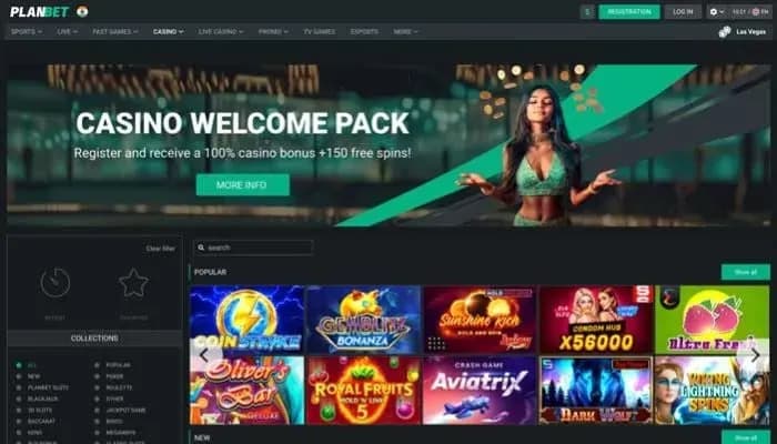 Planbet Casino website screenshot