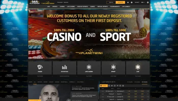 Platinsport365 Casino website screenshot