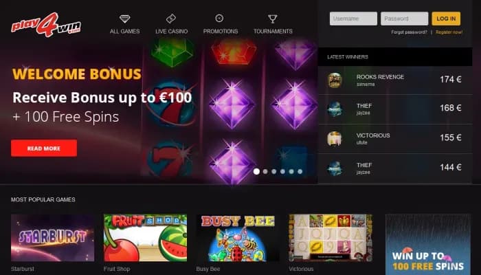 Play4Win Casino website screenshot
