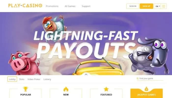 Play Casino website screenshot