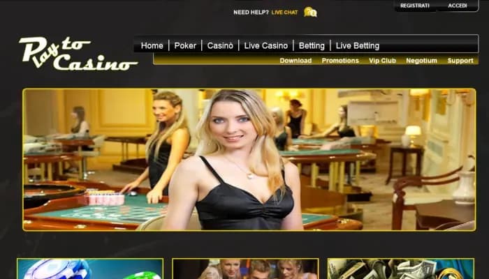 Play to Casino website screenshot
