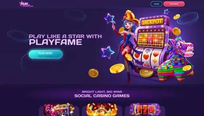 PlayFame Casino website screenshot