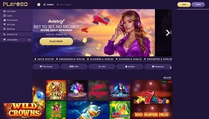 Playoro Casino website screenshot
