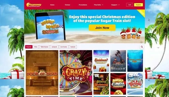 PlaySunny Casino website screenshot