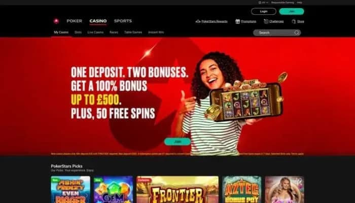PokerStars Casino website screenshot
