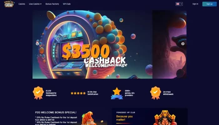 Pokies2go Casino website screenshot