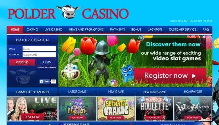 Polder Casino website screenshot