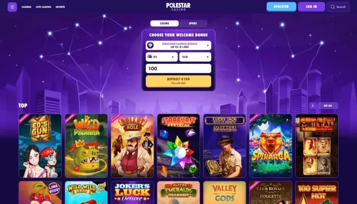 Polestar Casino website screenshot