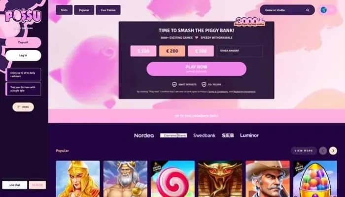 Possu Casino website screenshot