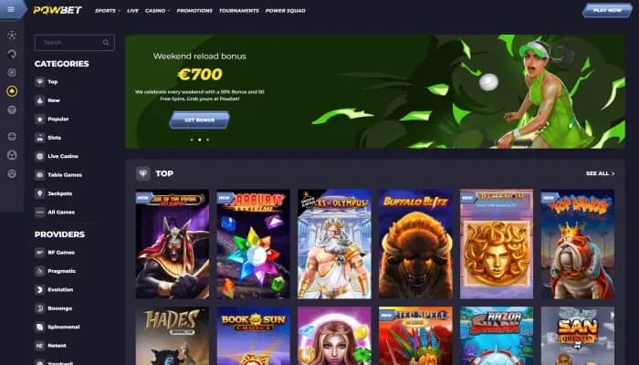 PowBet Casino website screenshot