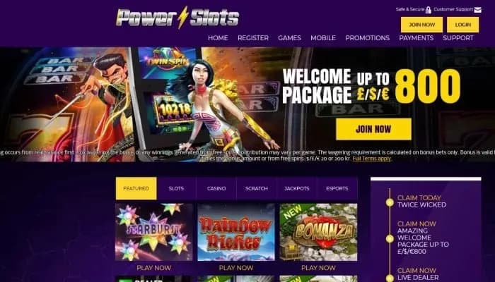 Power Slots Casino website screenshot