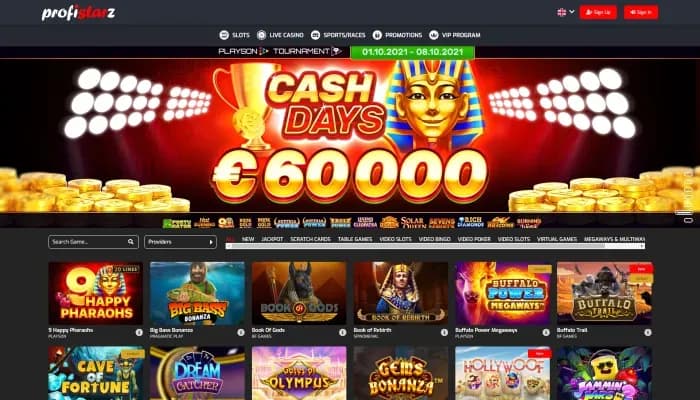 Profistarz Casino website screenshot