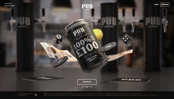 Pub Casino website screenshot