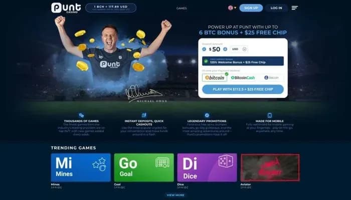 Punt Casino website screenshot