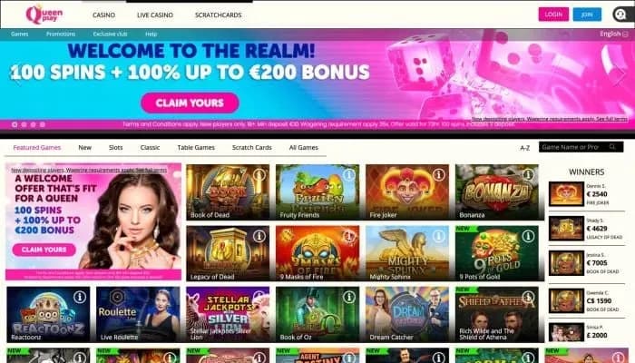 Queenplay Casino website screenshot