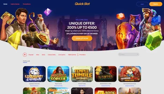 QuickSlot Casino website screenshot