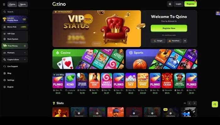 Qzino Casino website screenshot