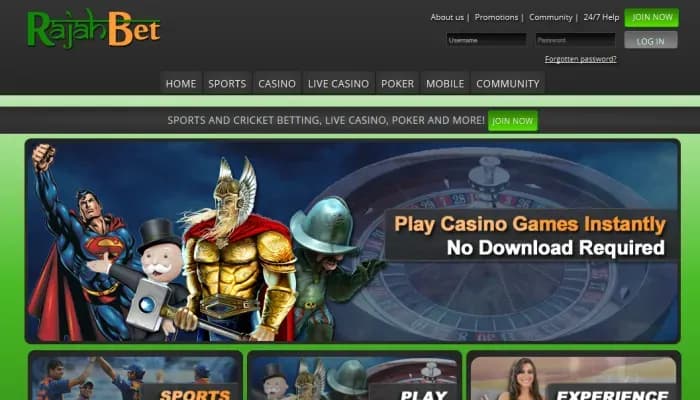 Rajahbet Casino website screenshot