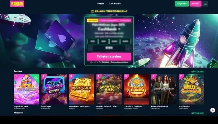 Raketti Casino website screenshot