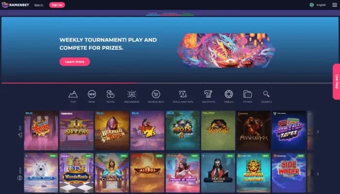 RamenBet Casino website screenshot