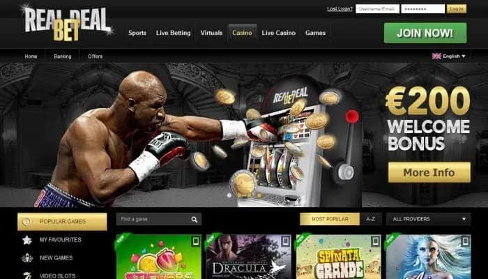 Real Deal Bet Casino website screenshot