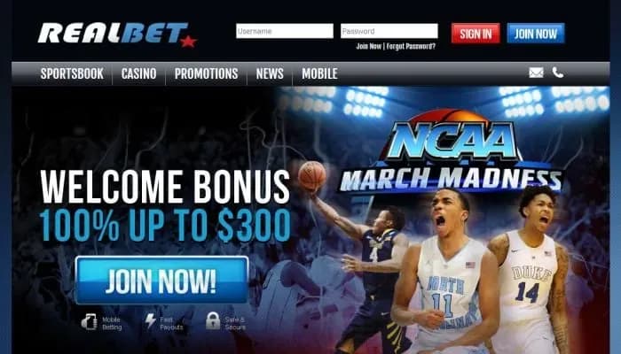 RealBet Casino website screenshot