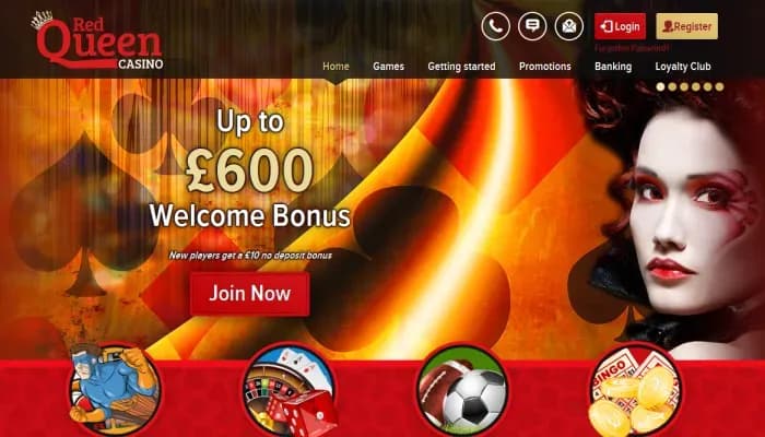 Red Queen Casino website screenshot