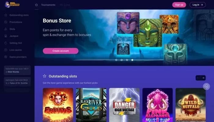 Reel Emperor Casino website screenshot