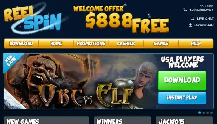 Reel Spin Casino website screenshot