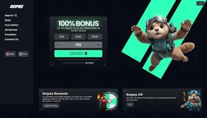 Reipas Casino website screenshot