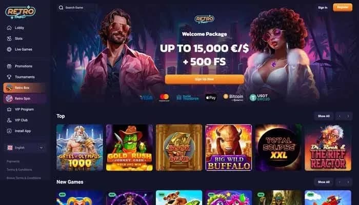 Retro Bet Casino website screenshot