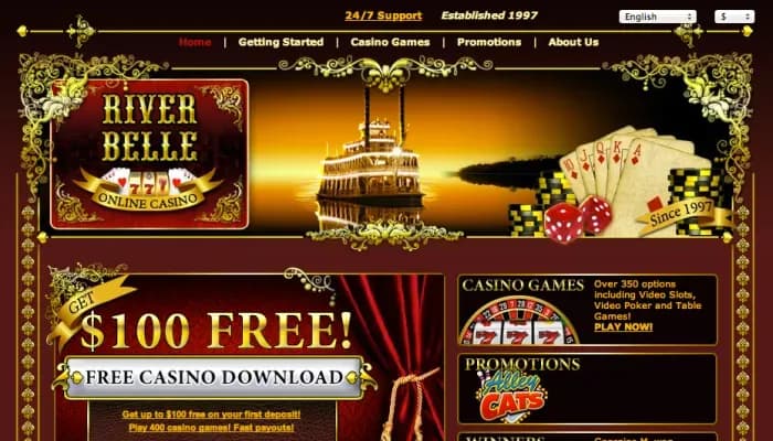 River Belle Casino website screenshot