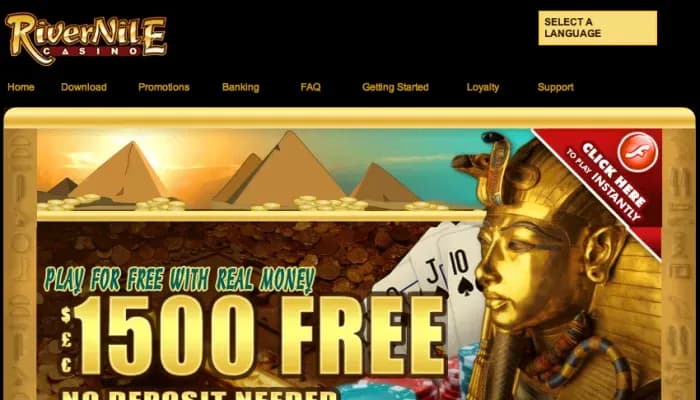 River Nile Casino website screenshot