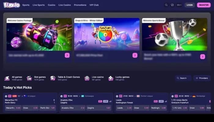 Rizzio Casino website screenshot