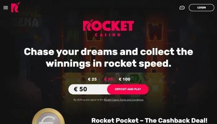 Rocket Casino website screenshot
