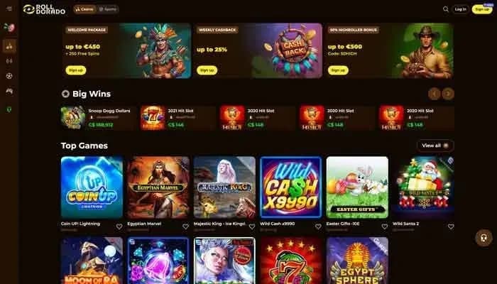 Rolldorado Casino website screenshot