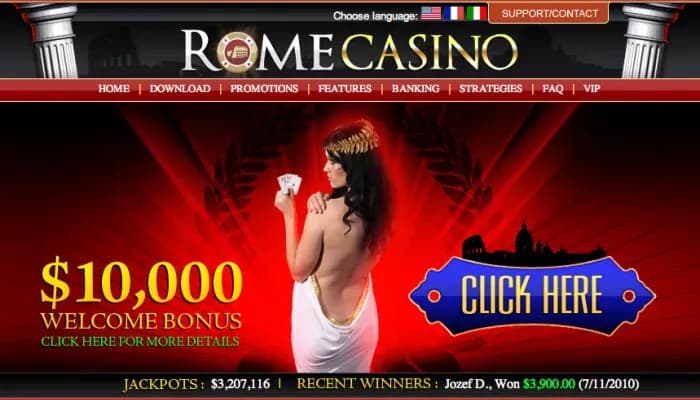Rome Casino website screenshot