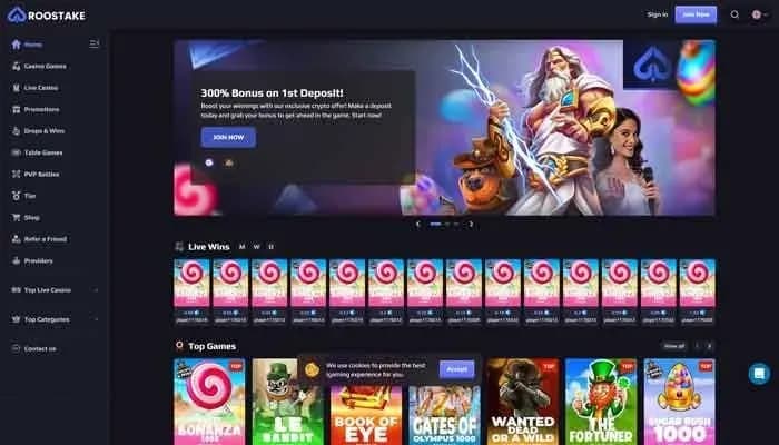 RooStake Casino website screenshot