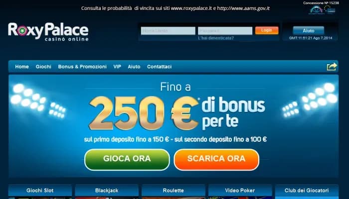 RoxyPalace.it website screenshot