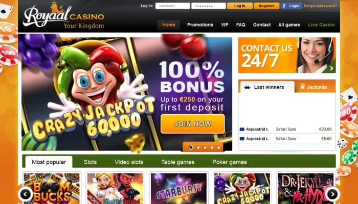 Royaal Casino website screenshot