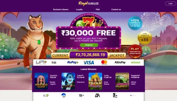 Royal Jubilee Casino website screenshot