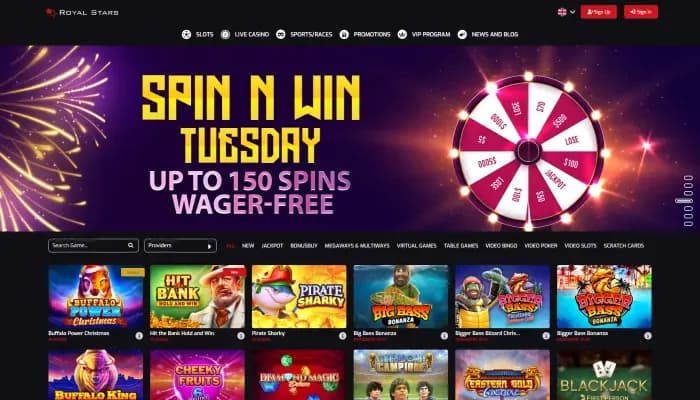 Royal Stars Casino website screenshot