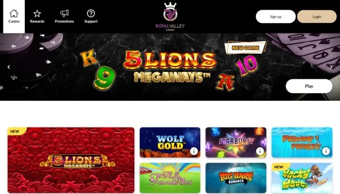 Royal Valley Casino website screenshot